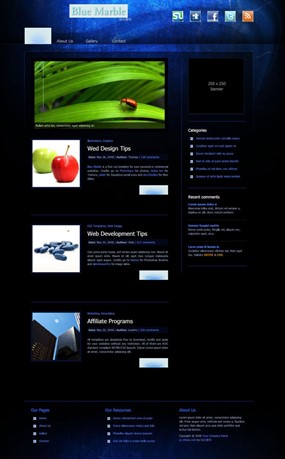 蓝色大理石CSS网页模板